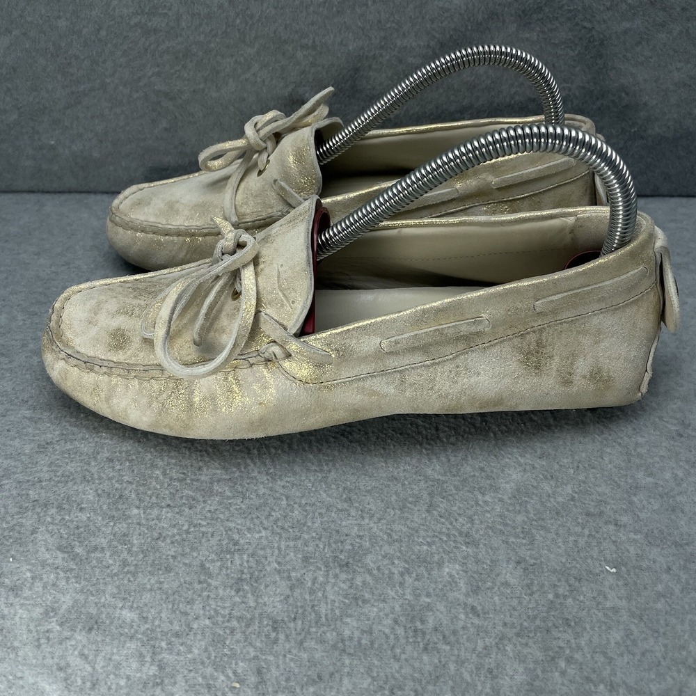 Voile Blanche Women's Leather loafers 38 US 7 Flats gold slip on Moccasin shoes